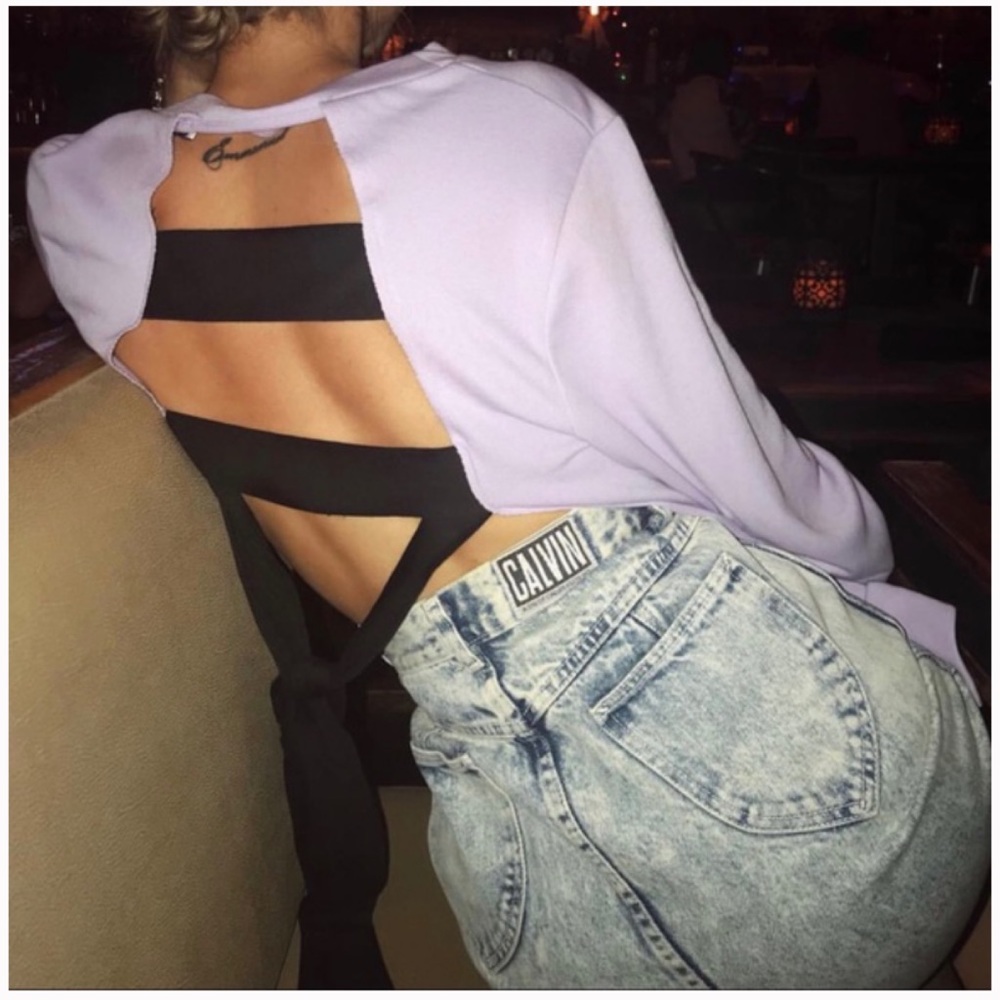 Zara Look Back Lavender Open Back Sweater